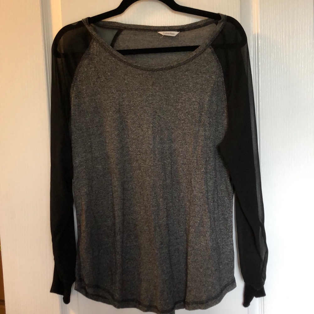 2 for $25 Calvin Klein Baseball Tee: grey & black